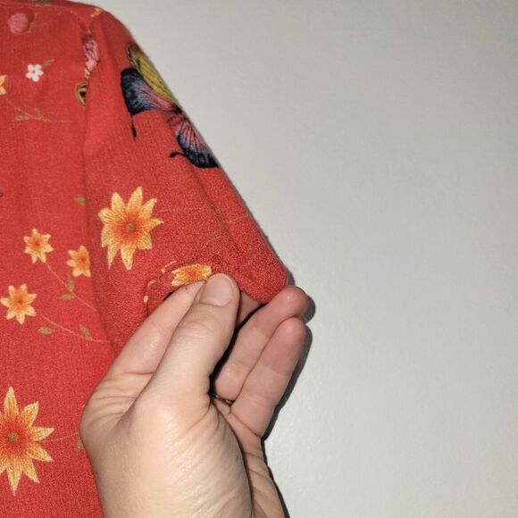 Bila Vintage Butterfly Floral Midi Dress Medium - Picture 7 of 12